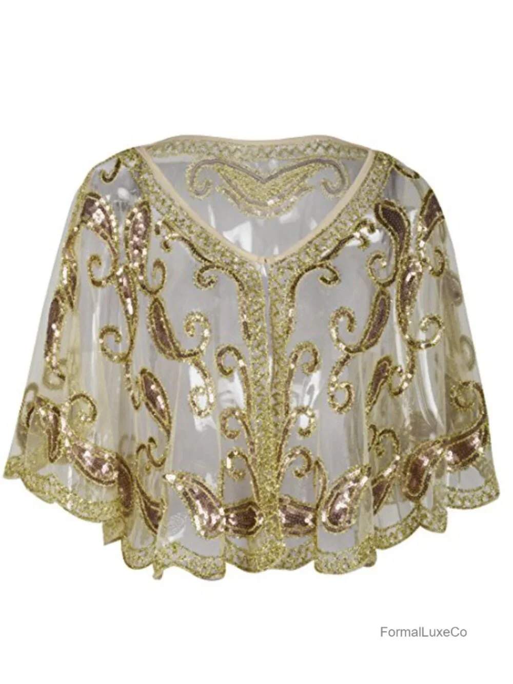 Flapper Sequin Fringe Wrap Cape Evening Party Shawl
